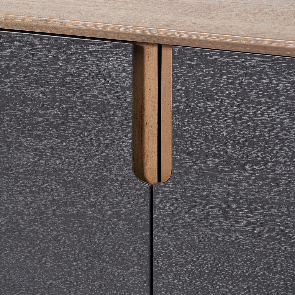 Gio Black and Natural Acacia Wood 4 Door Sideboard