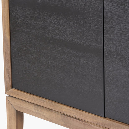 Gio Black and Natural Acacia Wood 4 Door Sideboard