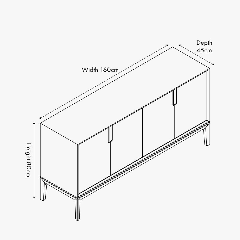 Gio Black and Natural Acacia Wood 4 Door Sideboard