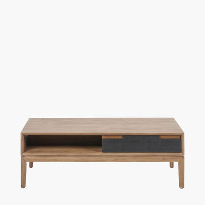 Gio Black & Natural Acacia Wood 2 Drawer Coffee Table