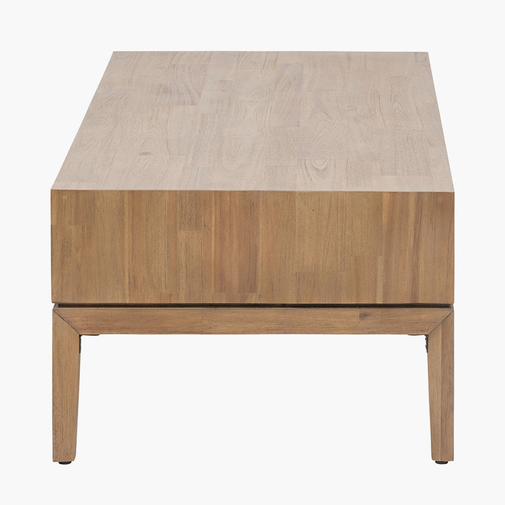 Gio Black & Natural Acacia Wood 2 Drawer Coffee Table
