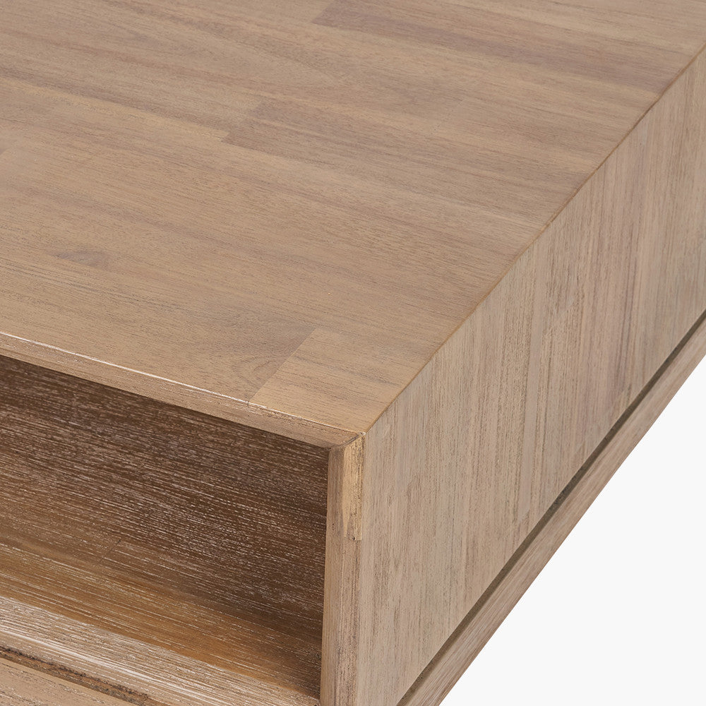 Gio Black & Natural Acacia Wood 2 Drawer Coffee Table