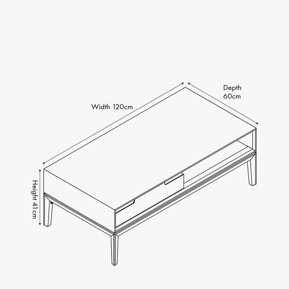 Gio Black & Natural Acacia Wood 2 Drawer Coffee Table