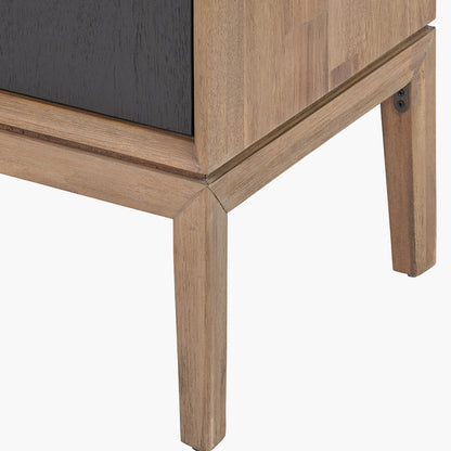 Gio Black and Natural Acacia Wood 3 Door, 2 Drawer, 2 Niche Shelf Unit