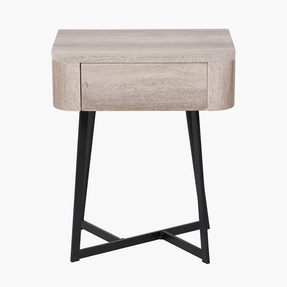 Ukiah Grey Oak Veneer and Black Metal 1 Drawer Unit