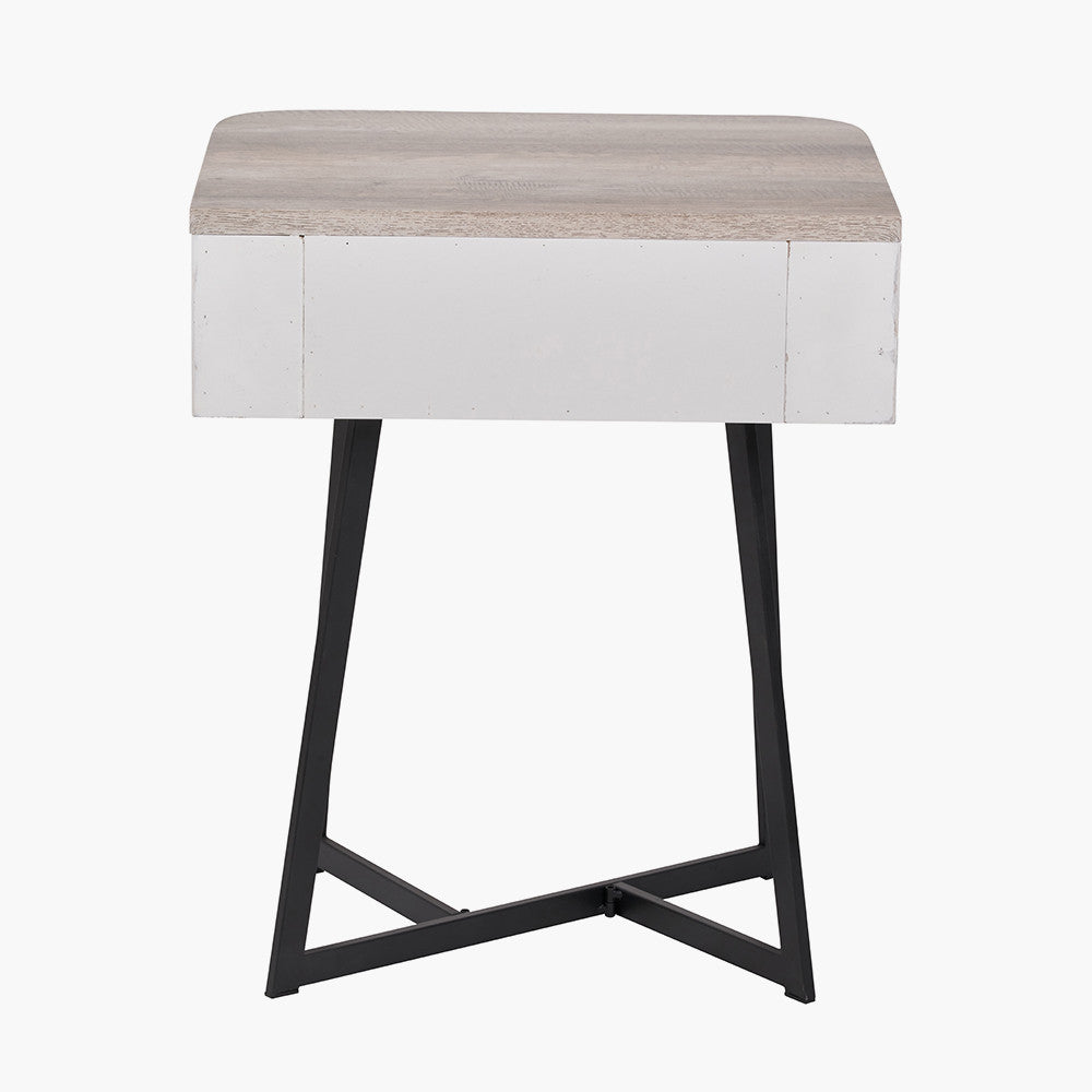 Ukiah Grey Oak Veneer and Black Metal 1 Drawer Unit