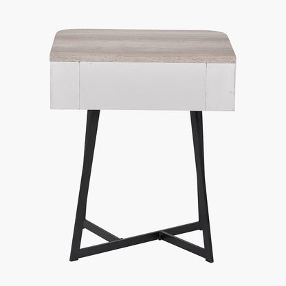Ukiah Grey Oak Veneer and Black Metal 1 Drawer Unit