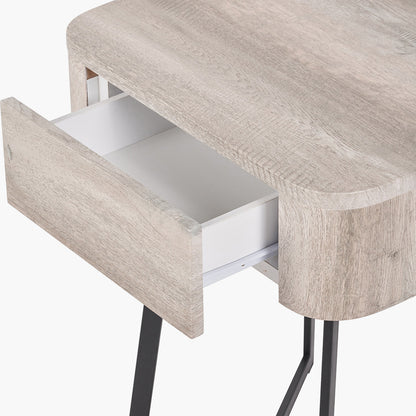 Ukiah Grey Oak Veneer and Black Metal 1 Drawer Unit