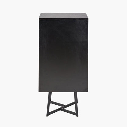 Ukiah Black Ash Veneer and Black Metal 5 Drawer Tall Unit