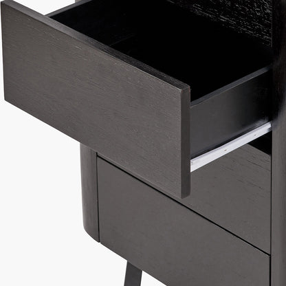 Ukiah Black Ash Veneer and Black Metal 5 Drawer Tall Unit