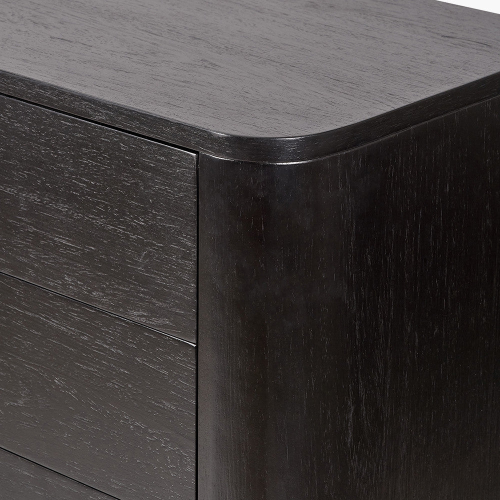 Ukiah Black Ash Veneer and Black Metal 5 Drawer Tall Unit