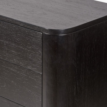 Ukiah Black Ash Veneer and Black Metal 5 Drawer Tall Unit