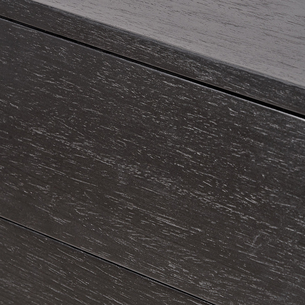 Ukiah Black Ash Veneer and Black Metal 5 Drawer Tall Unit