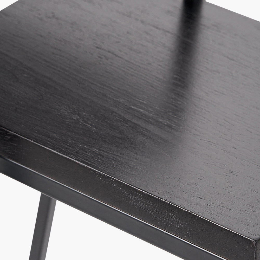 Mashiko Set of 2 Black Ash Veneer & Black Metal Side Tables