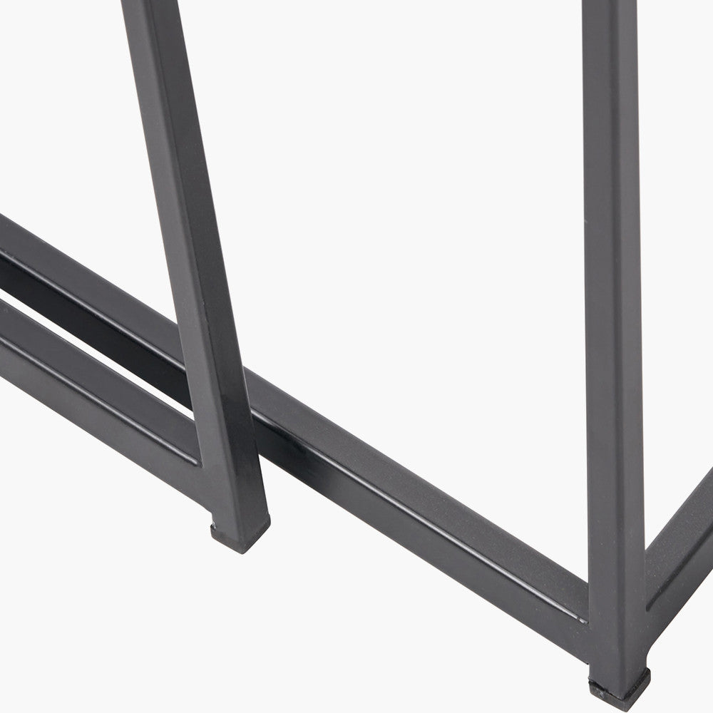 Mashiko Set of 2 Black Ash Veneer & Black Metal Side Tables