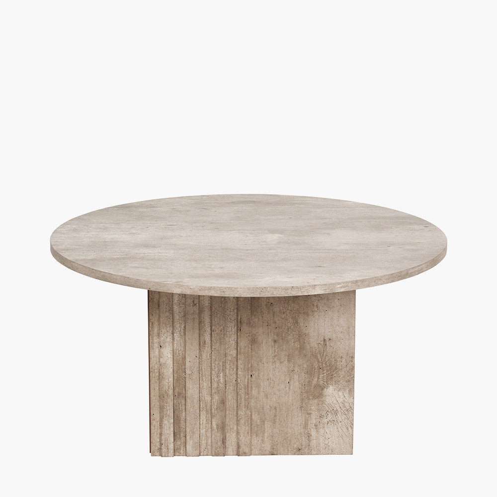 Elkton Concrete Effect Wood Veneer Groove Detail Coffee Table