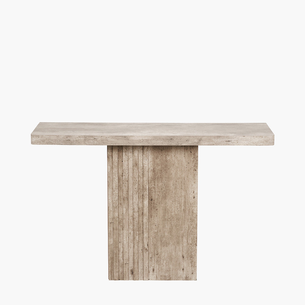 Shop the Elkton Concrete Effect Console Table. Perfect for hallways, living rooms, or even behind a sofa. No Assembly Required. Dimensions W120xD40xH76cm. Shop online today at www.nobleandnook.co.uk