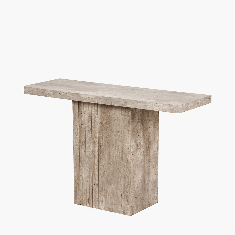 Shop the Elkton Concrete Effect Console Table. Perfect for hallways, living rooms, or even behind a sofa. No Assembly Required. Dimensions W120xD40xH76cm. Shop online today at www.nobleandnook.co.uk