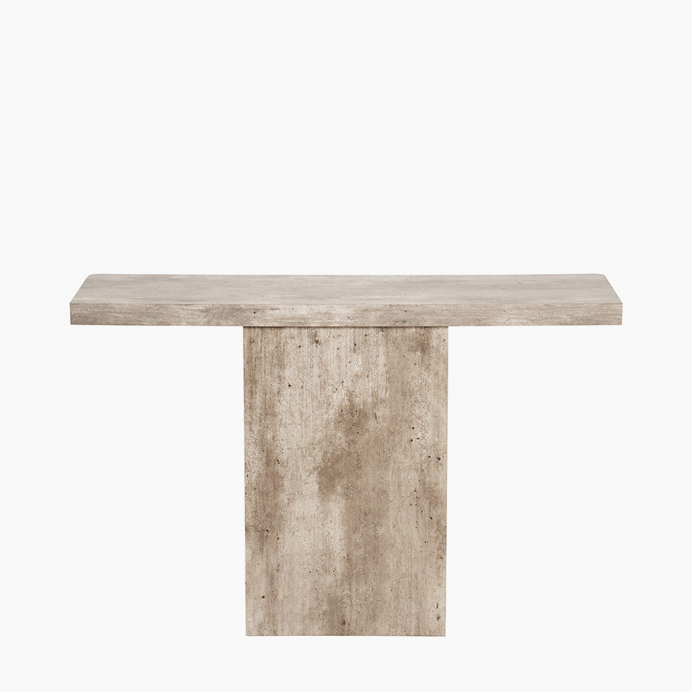 Shop the Elkton Concrete Effect Console Table. Perfect for hallways, living rooms, or even behind a sofa. No Assembly Required. Dimensions W120xD40xH76cm. Shop online today at www.nobleandnook.co.uk