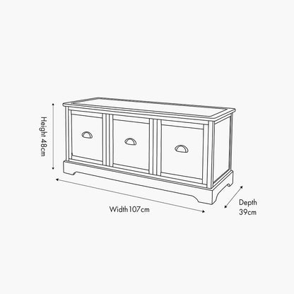Croft Linen Pine Wood 3 Drawer Unit