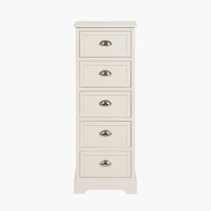 Croft Linen Pine Wood 5 Drawer Tall Unit