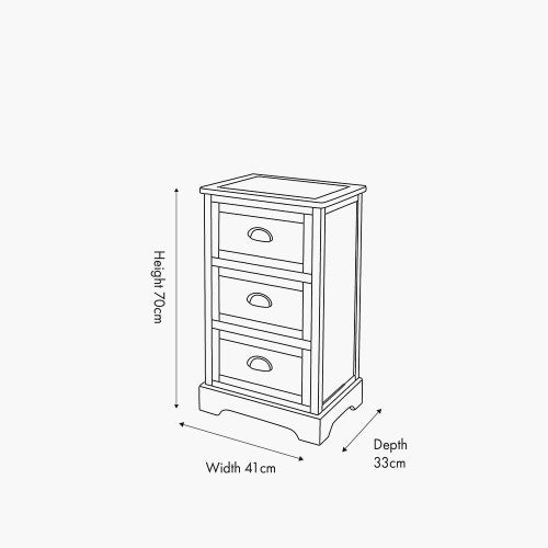 Croft Linen Pine Wood 3 Drawer Unit