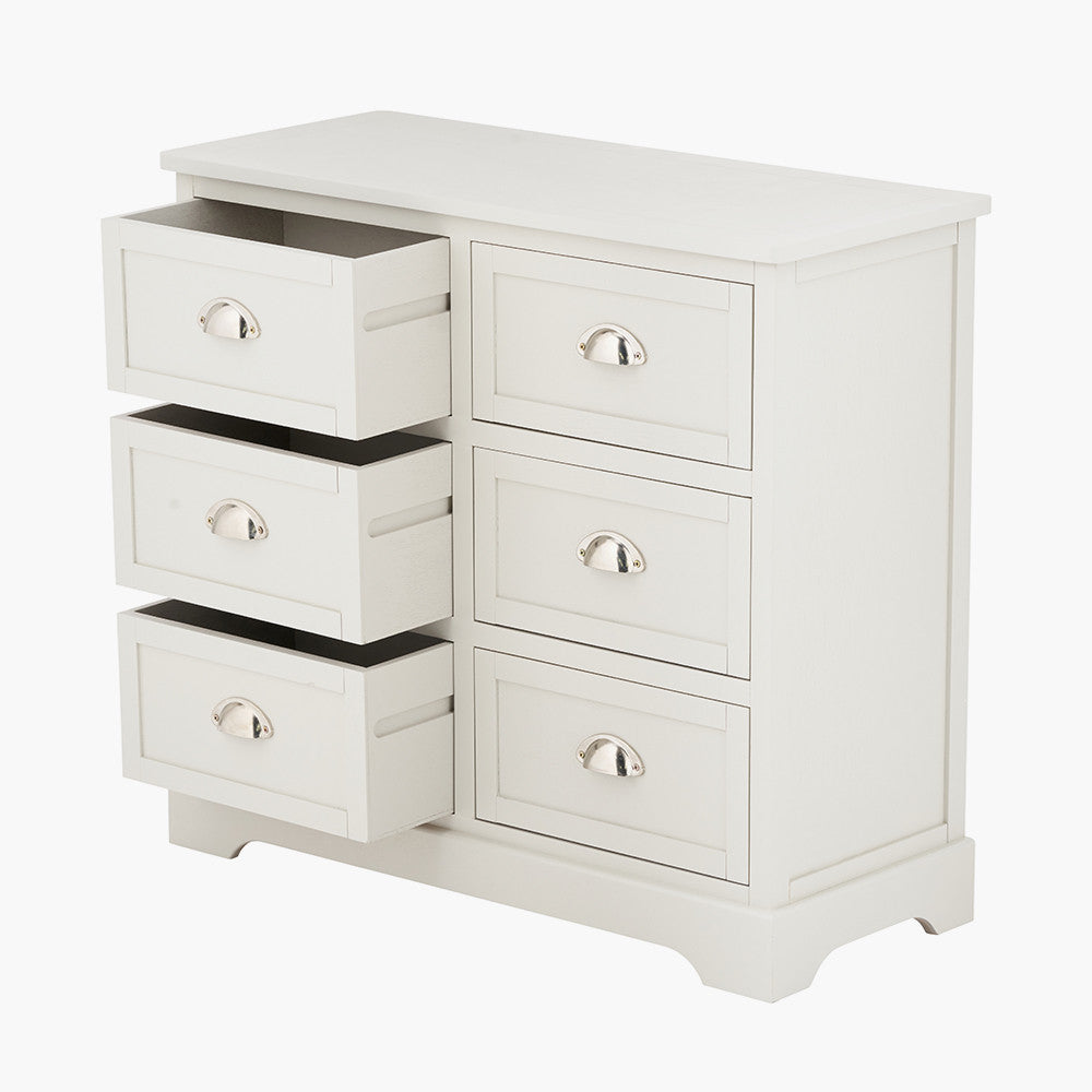 Croft Linen Pine Wood 6 Drawer Unit