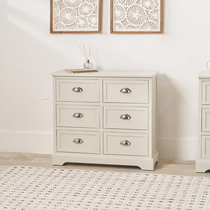 Croft Linen Pine Wood 6 Drawer Unit