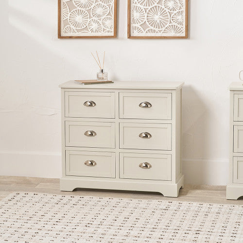 Croft Linen Pine Wood 6 Drawer Unit