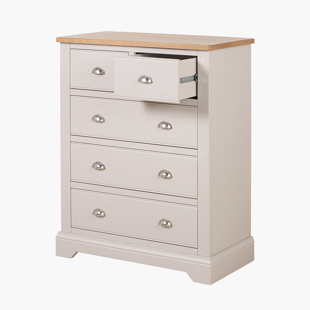 Fairford White Pine & Oak 5 Drawer Unit | Country Storage Furniture