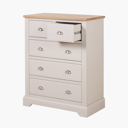 Fairford White Pine & Oak 5 Drawer Unit | Country Storage Furniture