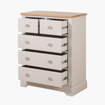 Fairford White Pine & Oak 5 Drawer Unit | Country Storage Furniture