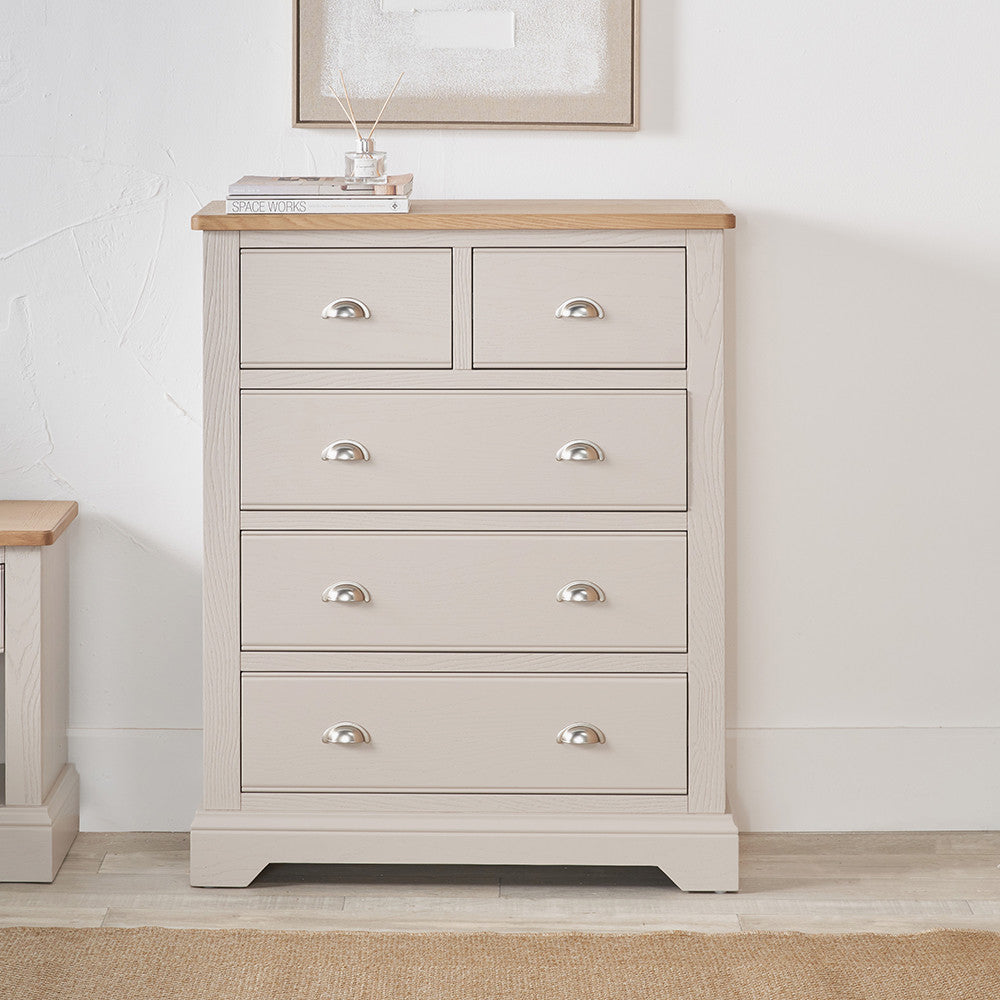 Fairford White Pine & Oak 5 Drawer Unit | Country Storage Furniture