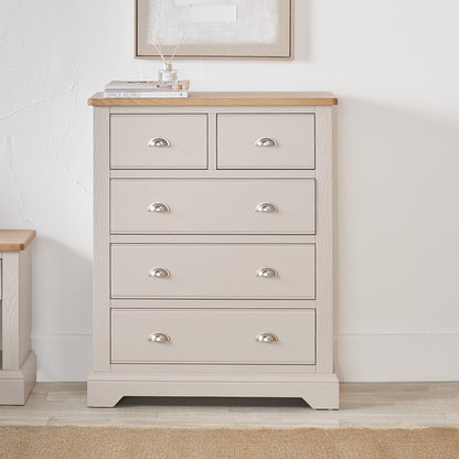 Fairford White Pine & Oak 5 Drawer Unit | Country Storage Furniture