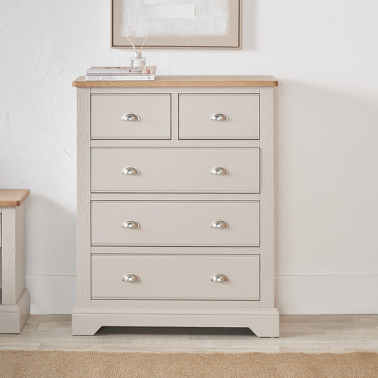 Fairford White Pine & Oak 5 Drawer Unit | Country Storage Furniture