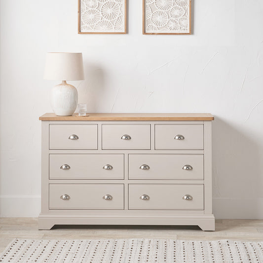 Fairford White Pine & Oak 7 Drawer Unit | Country Storage Furniture