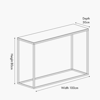 Kalani White Marble and Black Metal Rectangular Console Table