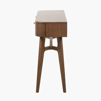 Elias Dark Ash Wood Retro 2 Drawer Console Table