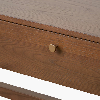 Elias Dark Ash Wood Retro 2 Drawer Console Table