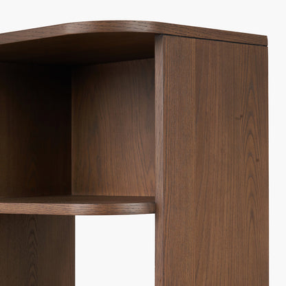 Elias Dark Ash Wood Retro 2 Door, 6 Niche Shelf Unit