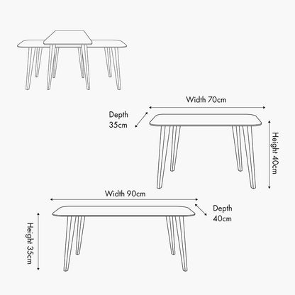 Close up of retro dark rash wood grain on nesting coffee tables