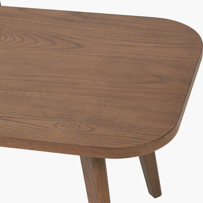 Close up of retro dark rash wood grain on nesting coffee tables