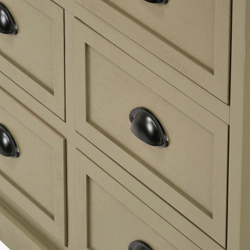 Croft Olive Pine Wood 6 Drawer Unit