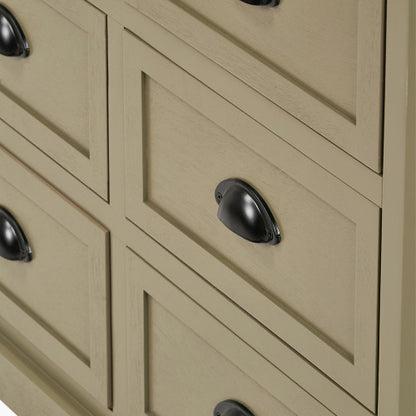 Croft Olive Pine Wood 6 Drawer Unit
