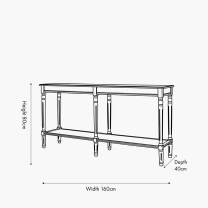 Heritage Elizabeth White Pine Wood Large Console Table