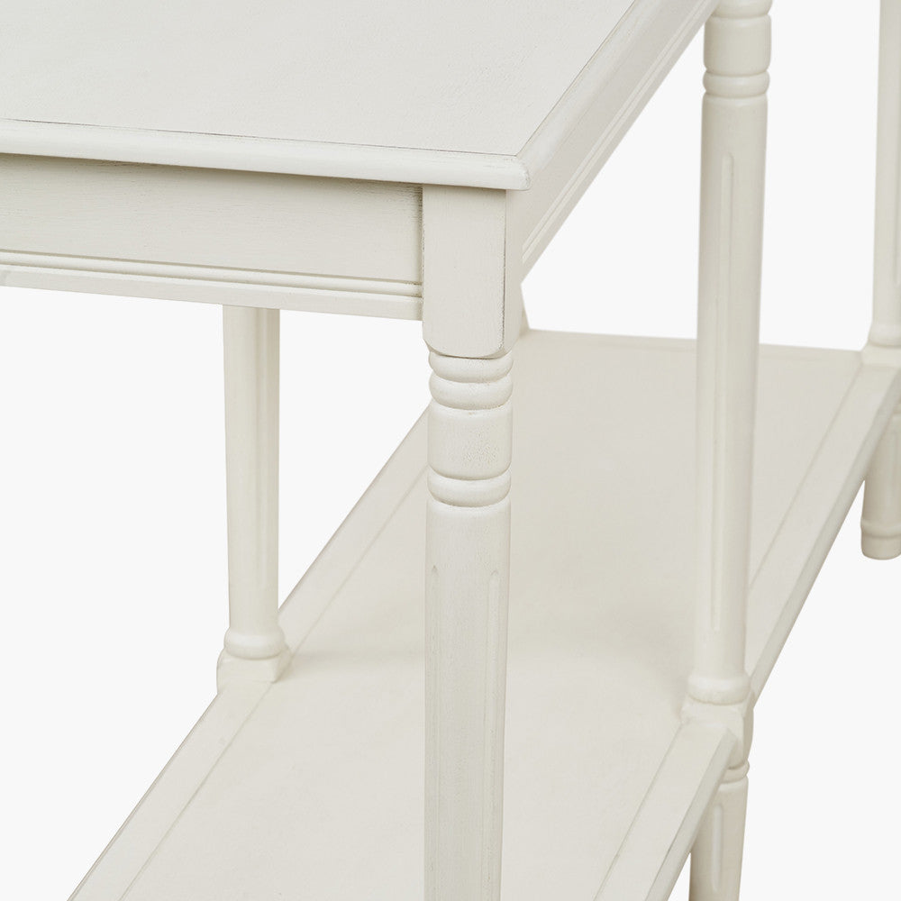 Heritage Elizabeth White Pine Wood Large Console Table