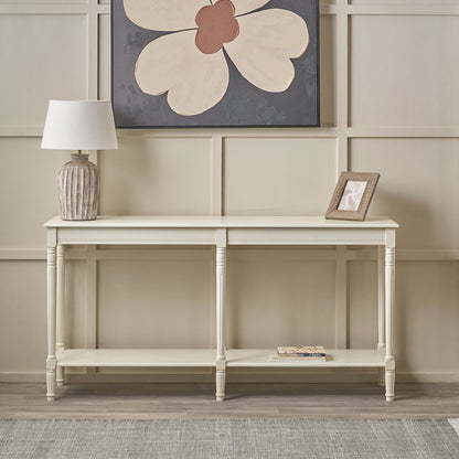 Heritage Elizabeth White Pine Wood Large Console Table