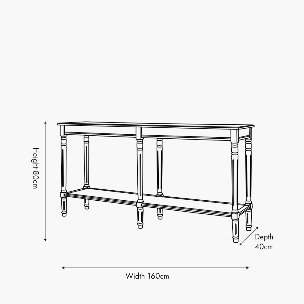 Heritage Olive Pine Wood Large Console Table