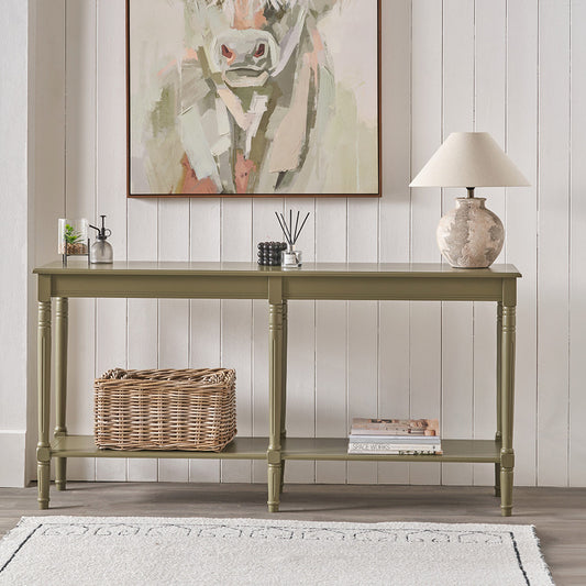 Heritage Olive Pine Wood Large Console Table