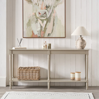 Heritage Putty Pine Wood Large Console Table